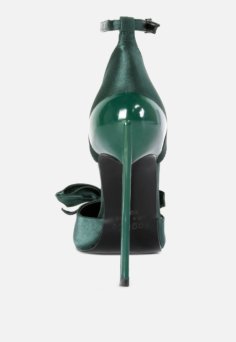 DINGLES Green High Heeled Satin Sandals_green