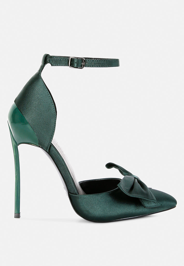 DINGLES Green High Heeled Satin Sandals_green