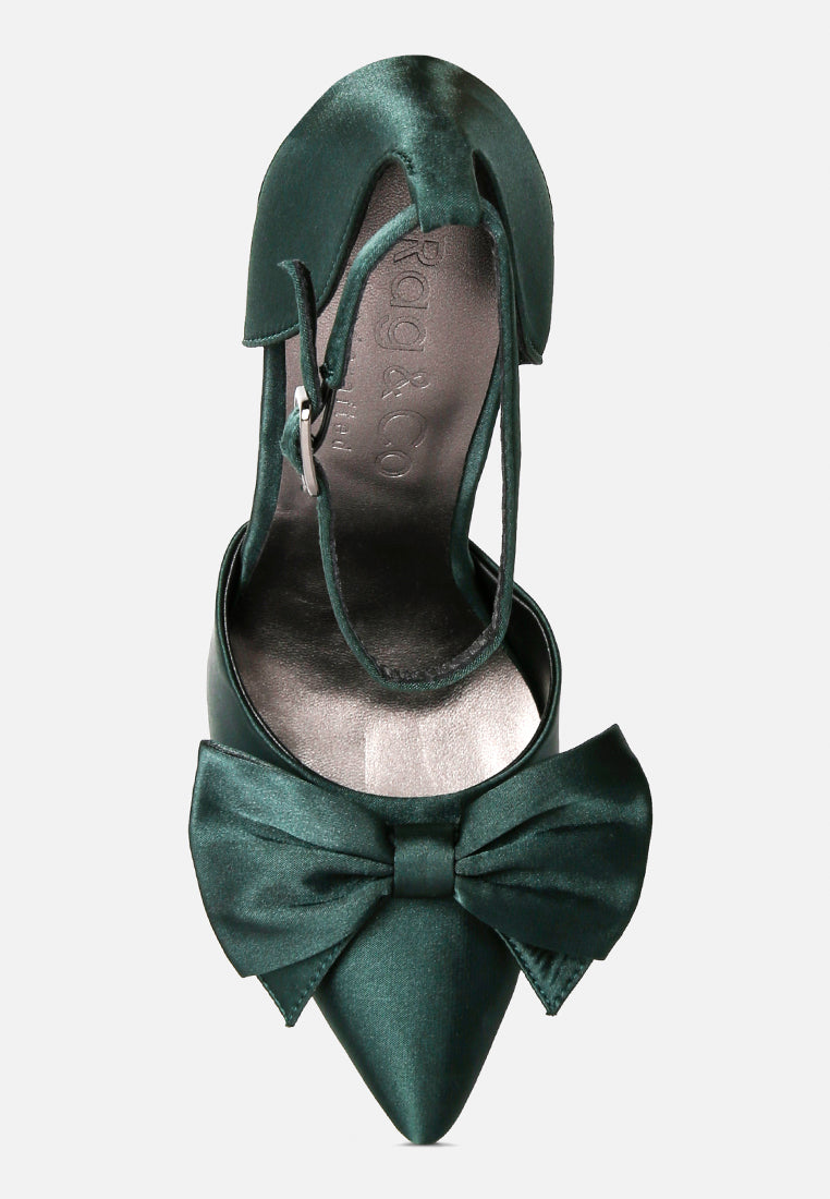 DINGLES Green High Heeled Satin Sandals_green