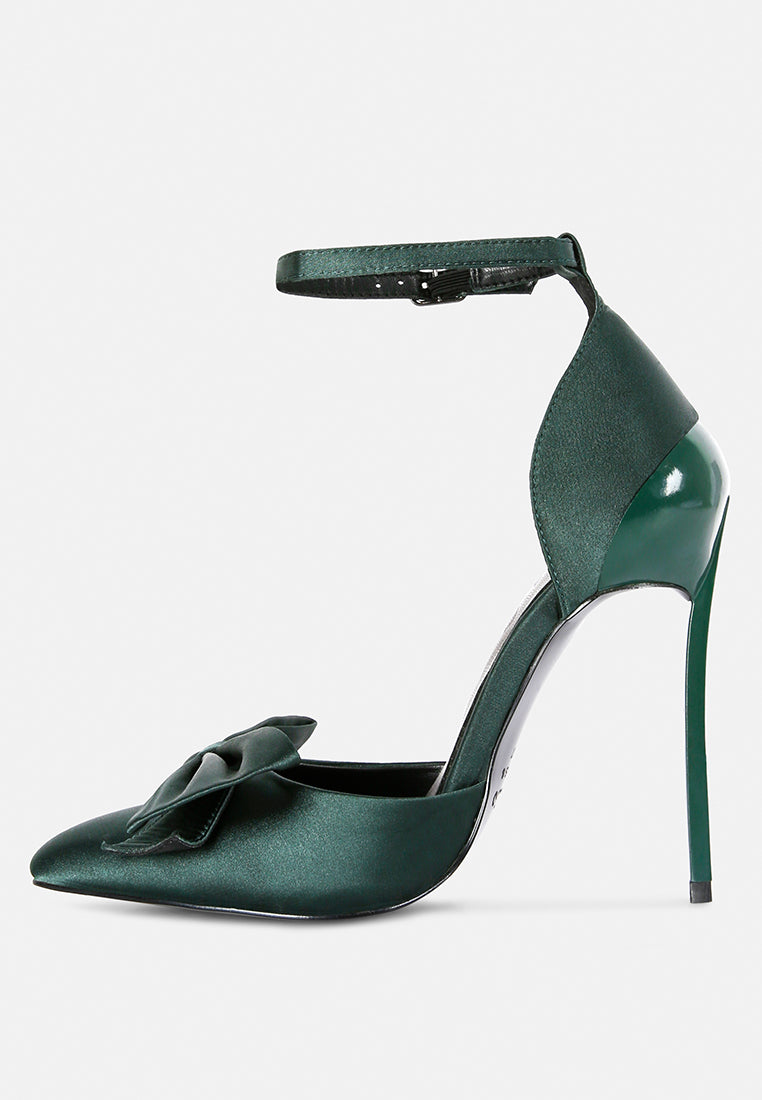 DINGLES Green High Heeled Satin Sandals_green