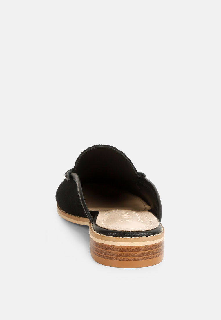 EDMANDA Tassle Detail Leather Mules#color_black