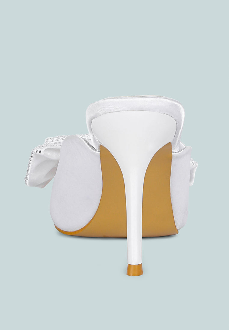 elisda white diamante bow heeled mules#color_white