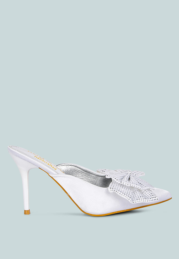 elisda white diamante bow heeled mules#color_white