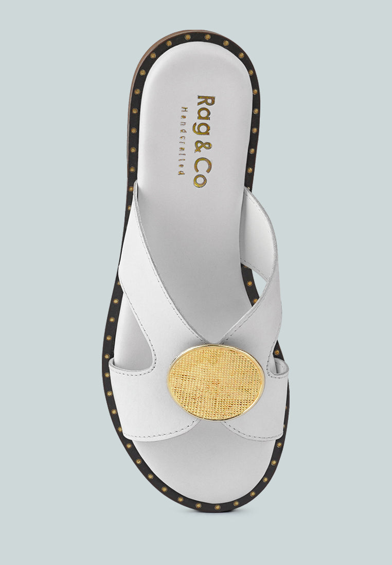 EUDORA Embellished White Slip-ons#color_white