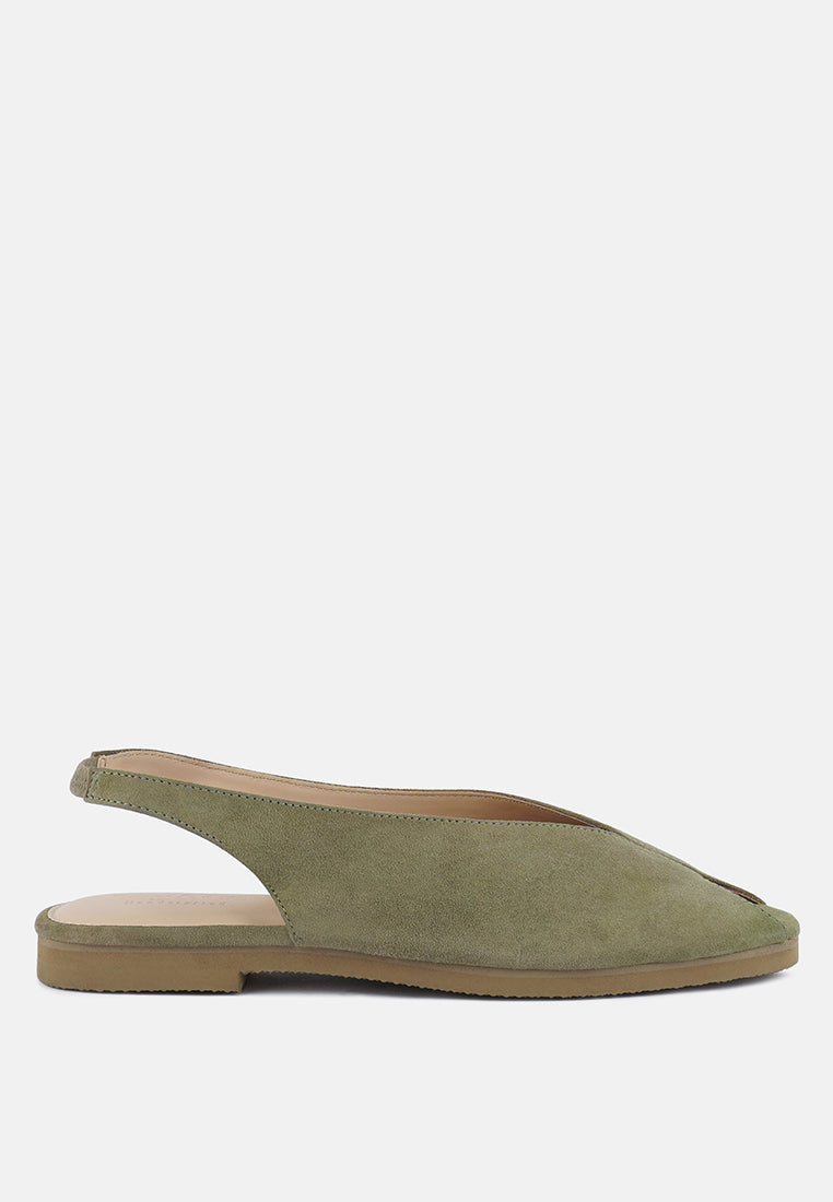 GRETCHEN Green Slingback Flat Sandals#color mustard