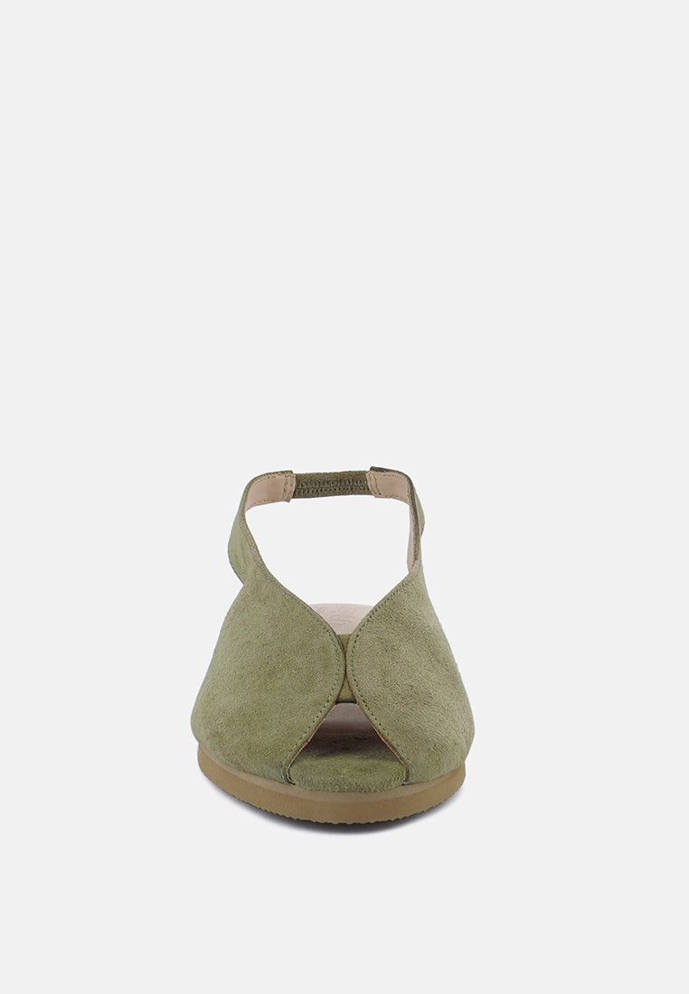 GRETCHEN Green Slingback Flat Sandals#colormustard