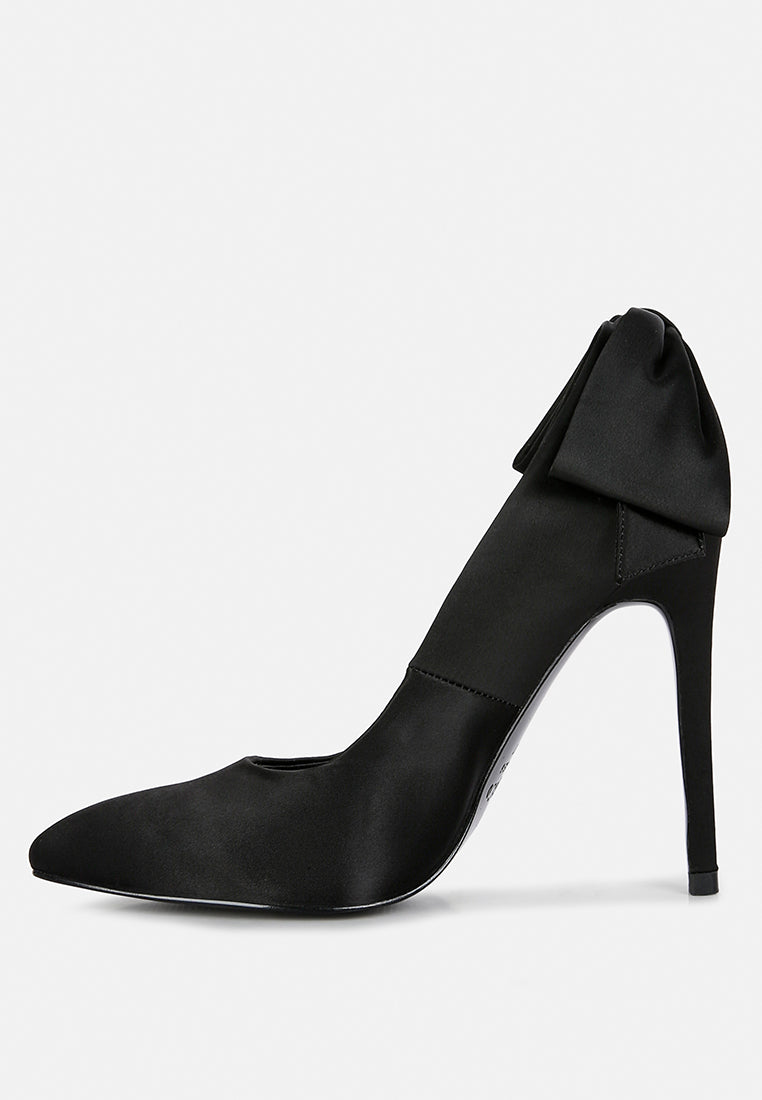 hornet high heeled satin pump sandals in black#color_black