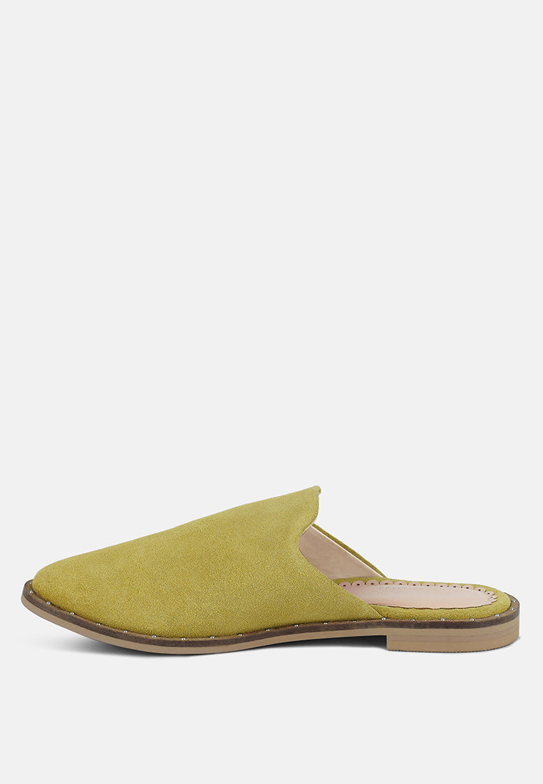 LIA Mustard Handcrafted Suede Mules#color_mustard