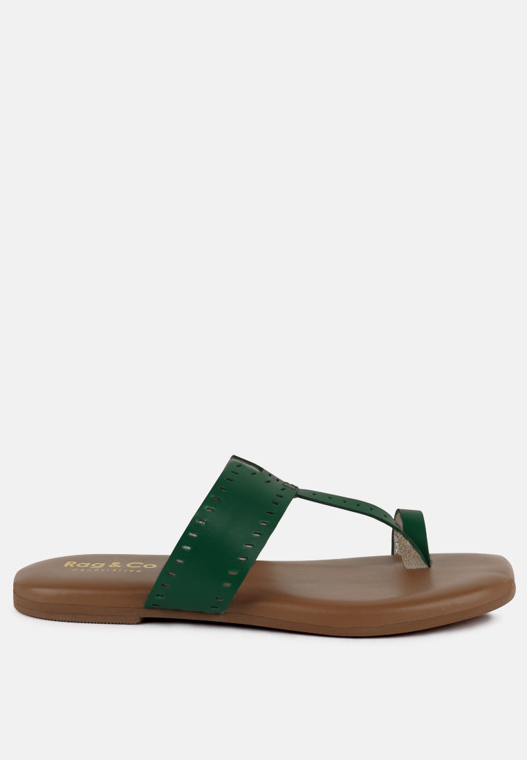MILA Green Toe Ring Thong Slip Ons#color_green