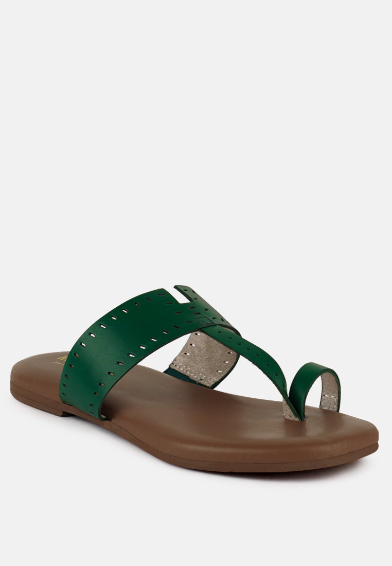 MILA Green Toe Ring Thong Slip Ons#color_green