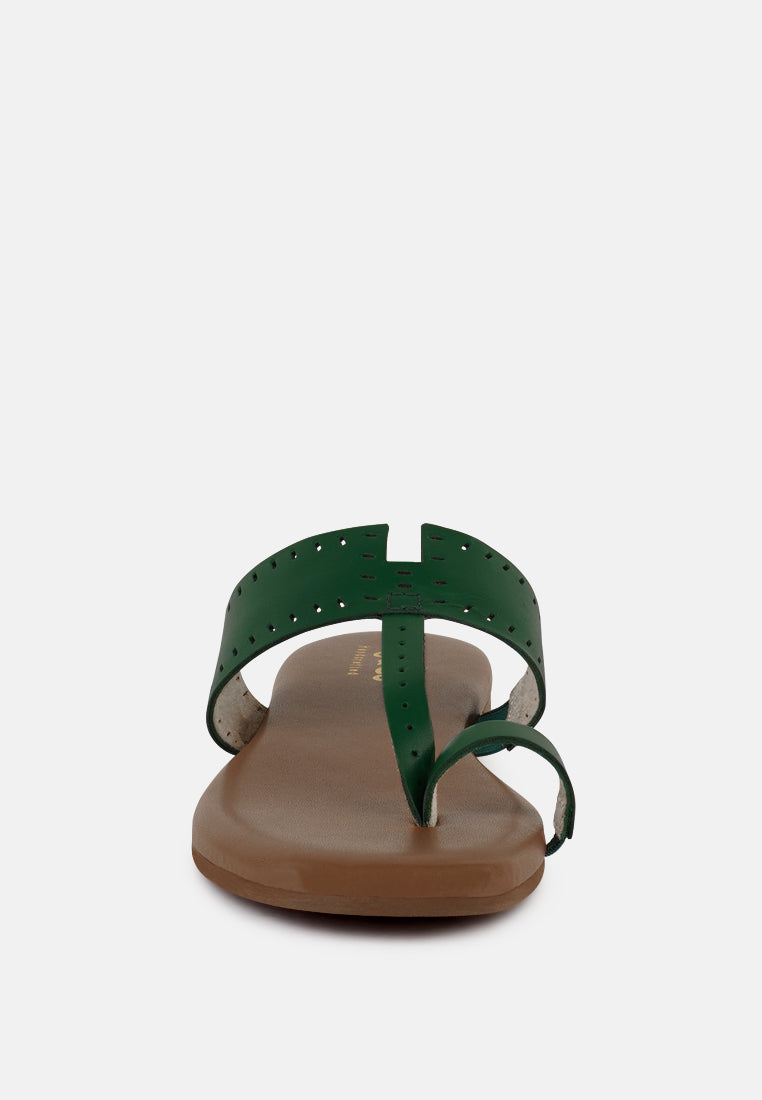 MILA Green Toe Ring Thong Slip Ons#color_green