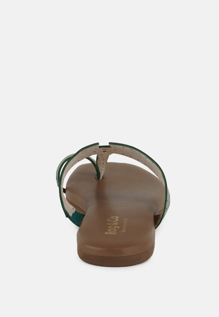 MILA Green Toe Ring Thong Slip Ons#color_green