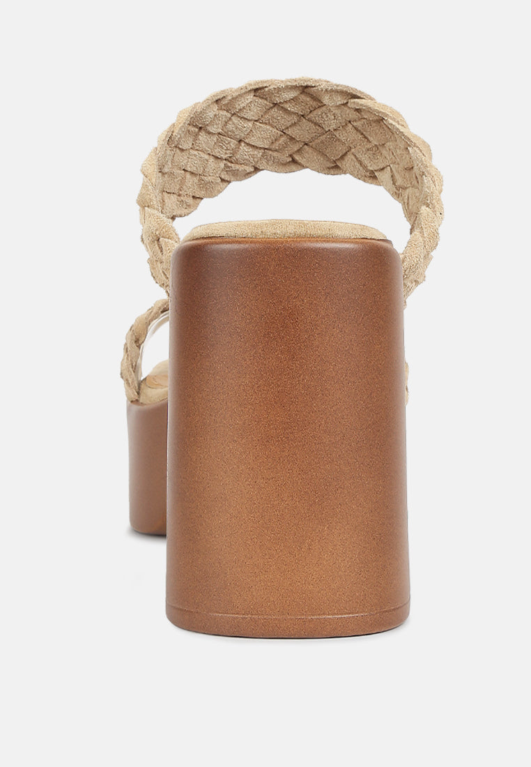 Misaki Woven Suede Strap Platform Sandals in Beige#color_beige