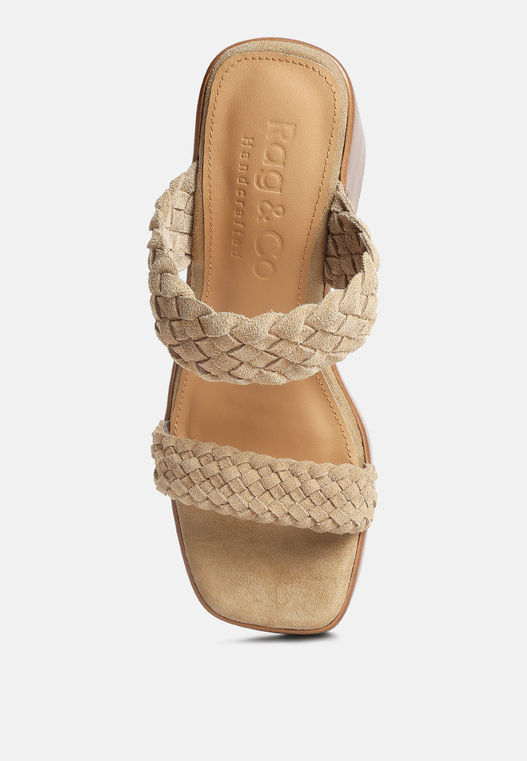 Misaki Woven Suede Strap Platform Sandals in Beige#color_beige