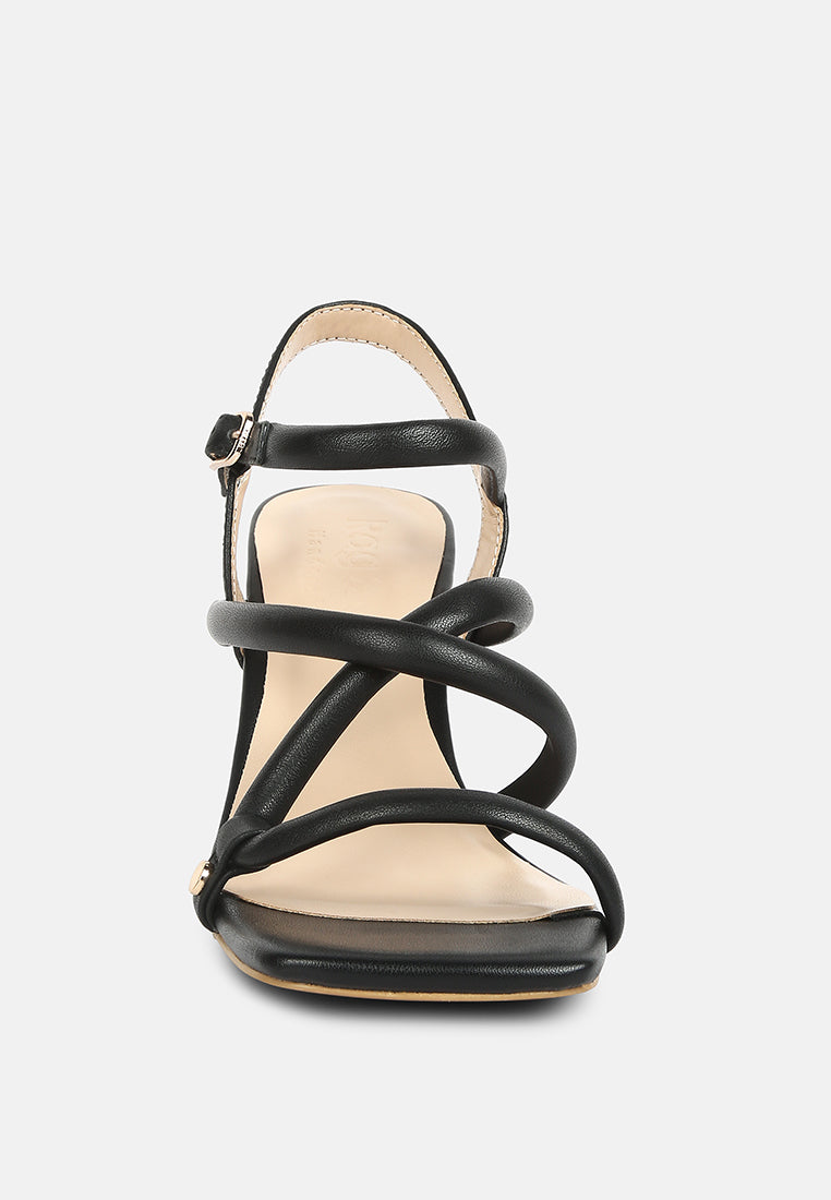 ARTHA open square toe block heel sandals in Black#color_black