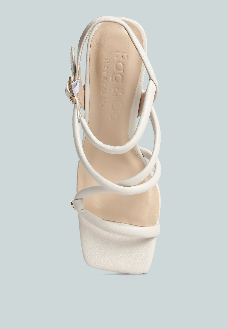 ARTHA open square toe block heel sandals in Off White#color_off-white