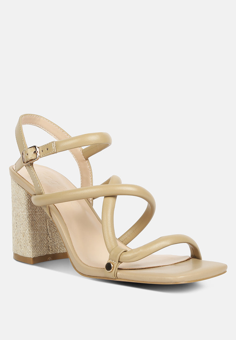 ARTHA open square toe block heel sandals in Taupe#color_taupe
