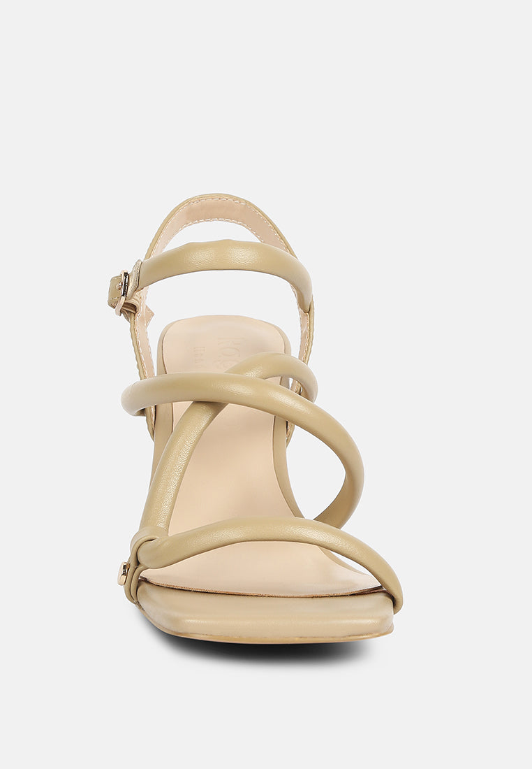 ARTHA open square toe block heel sandals in Taupe#color_taupe