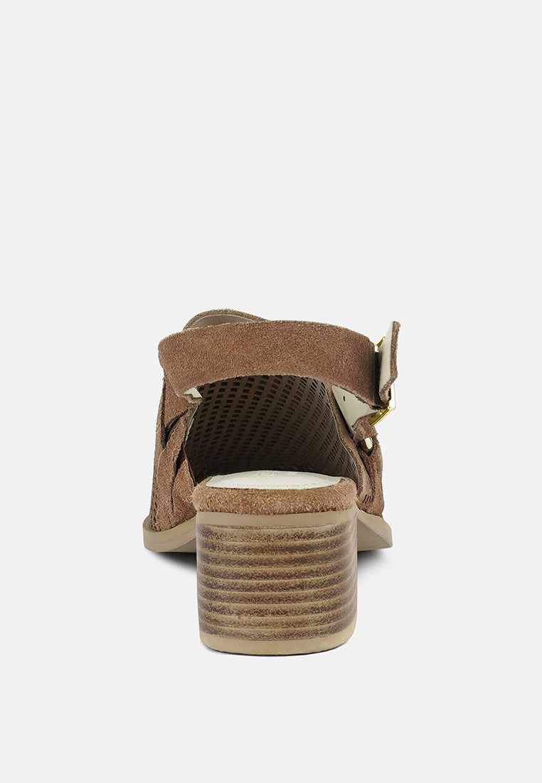 ROSALIE Tan Block Heeled Sandal#color_Tan