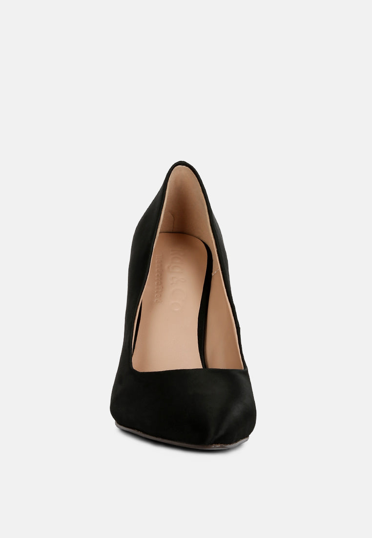 STAKES Black High Heeled Classic Dress Pumps#color_black