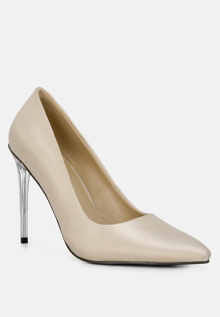 Buy Stakes Nude Clear Heel Classic Pump Sandals | Pumps