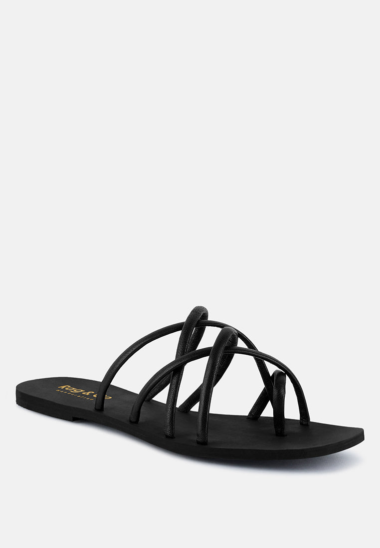 Buy Sweetin Black Strappy Flat Slip On Sandals Sandals Rag