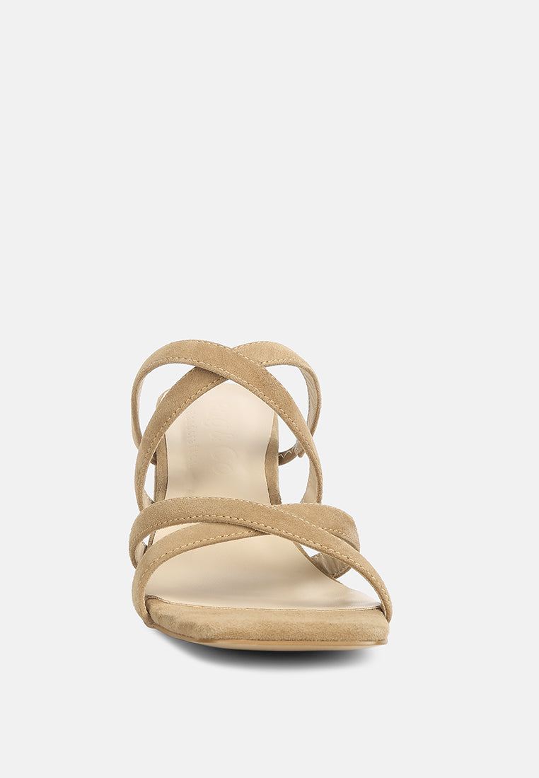 valentina strappy casual block heel sandals in Tan#Color_tan