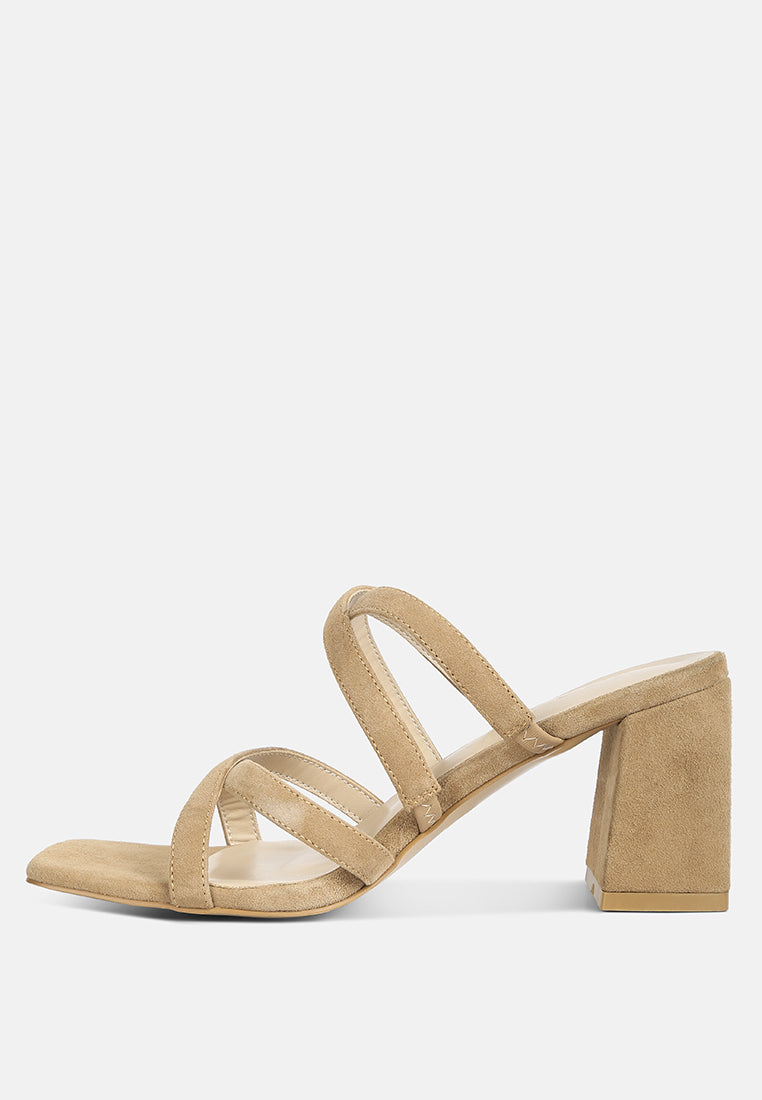 valentina strappy casual block heel sandals in Tan#Color_tan
