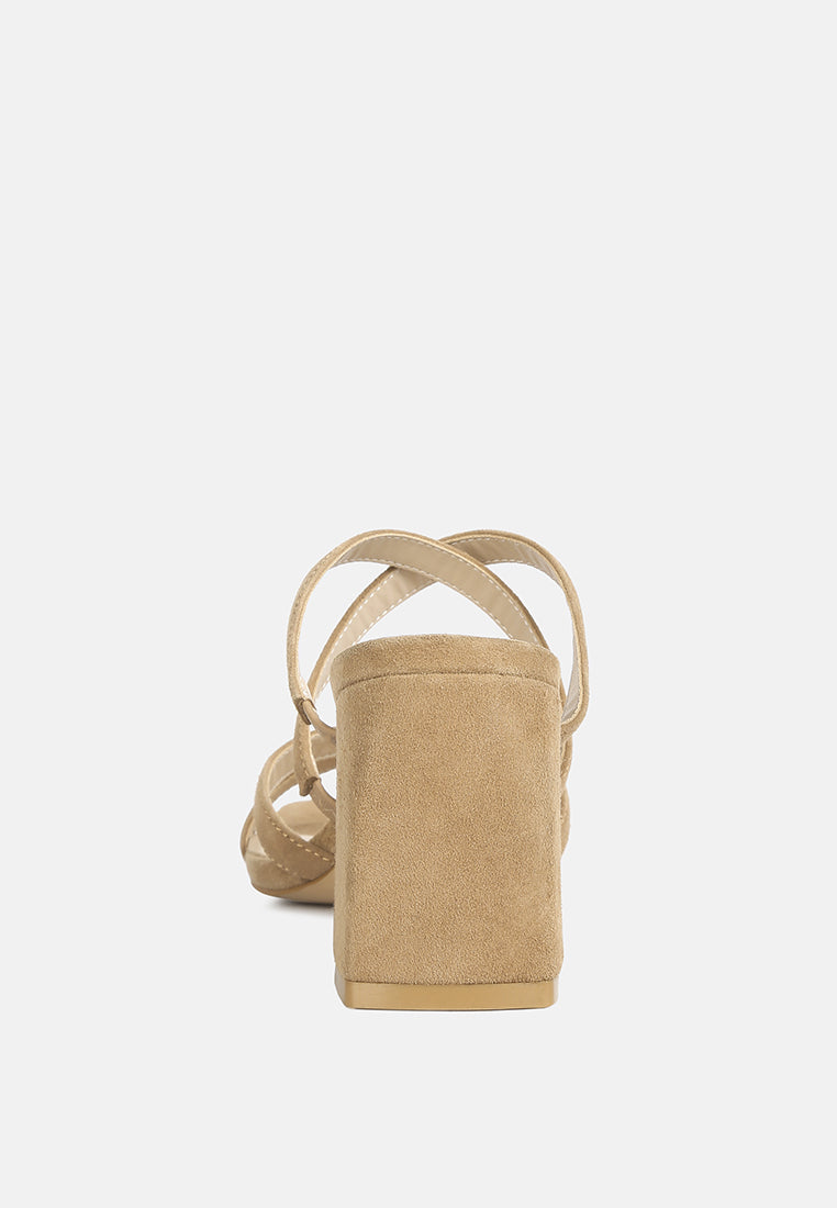 valentina strappy casual block heel sandals in Tan#Color_tan