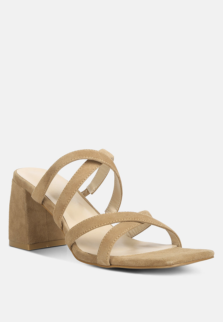 Buy valentina strappy casual block heel sandals in Tan Online in