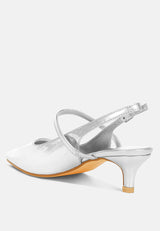 abloom kitten heel slingback sandals#color_silver