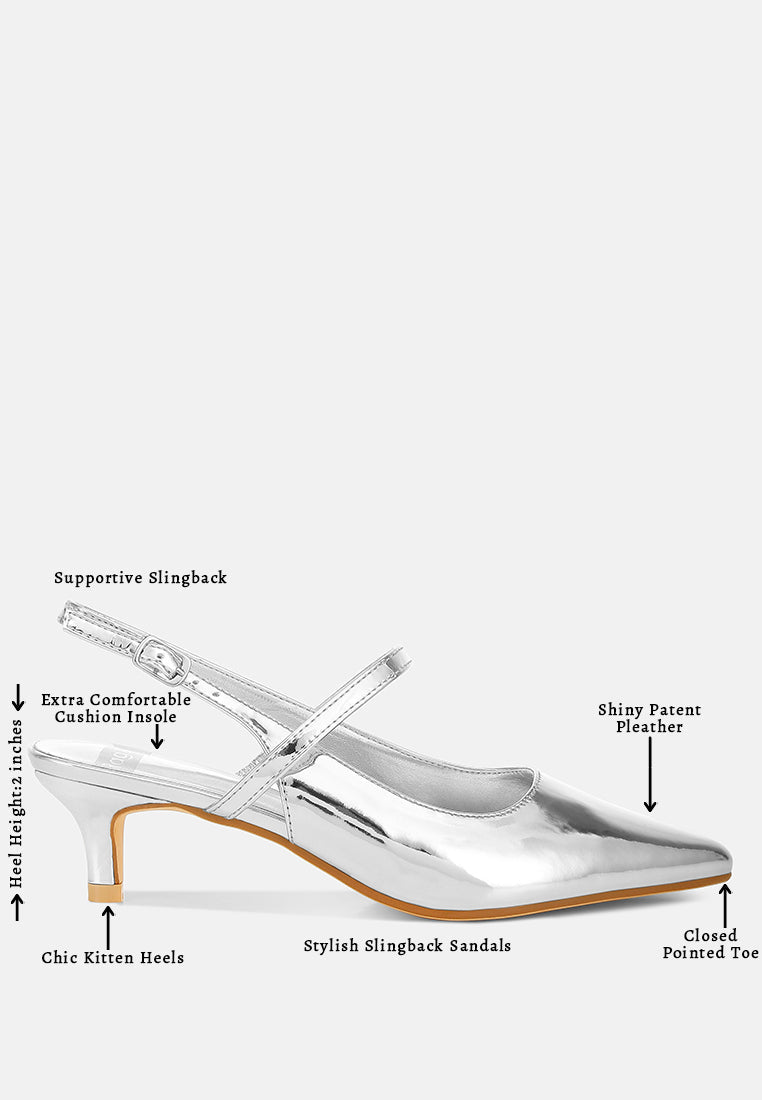 abloom kitten heel slingback sandals#color_silver