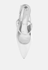 abloom kitten heel slingback sandals#color_silver