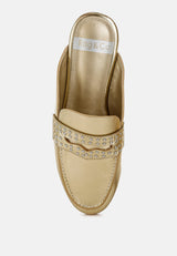 adam lane stud detail metallic pleather mules#color_gold