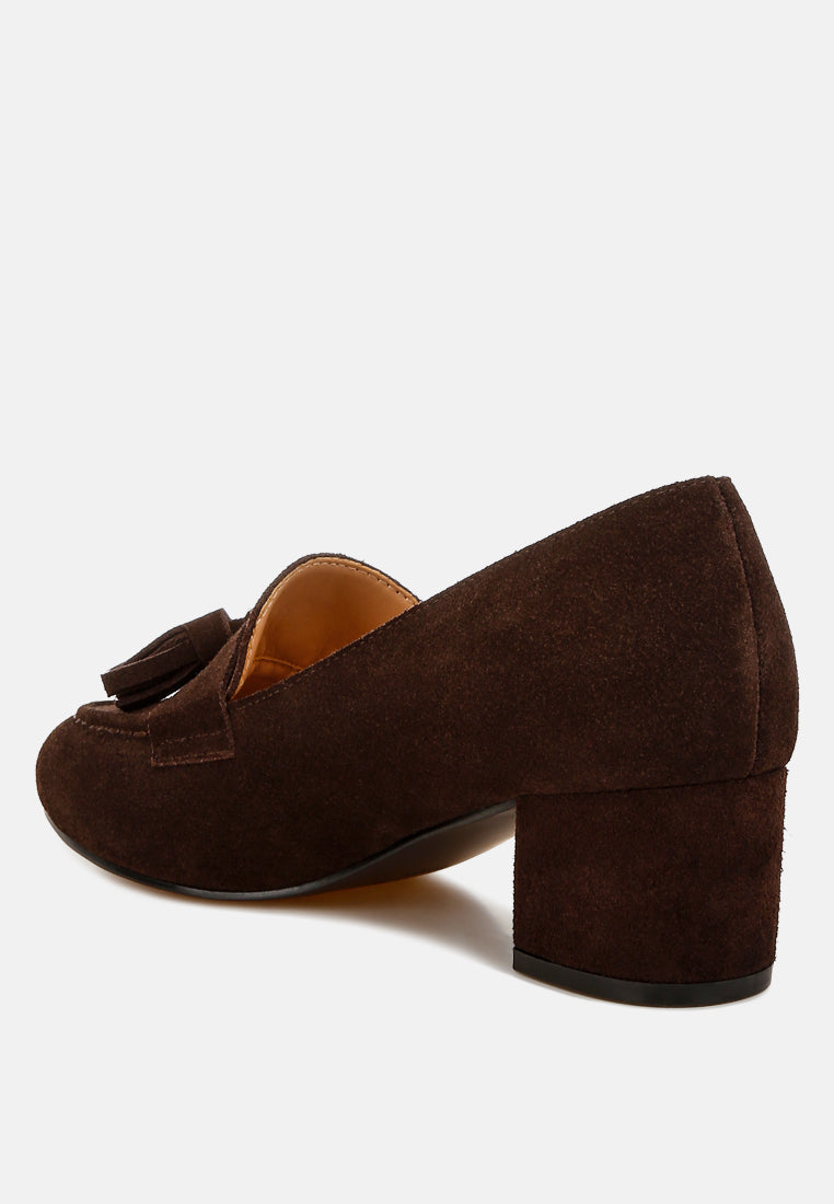 aloha tassels detail suede loafers#color_brown