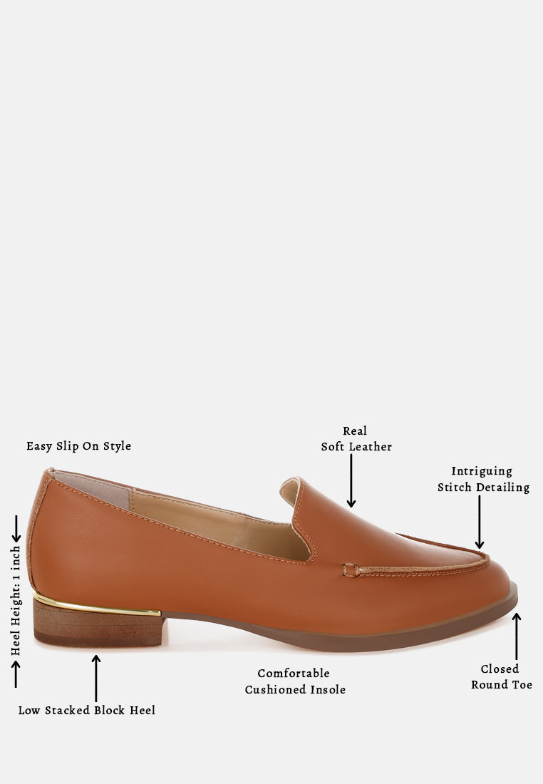 anna suede leather loafers#color_tan