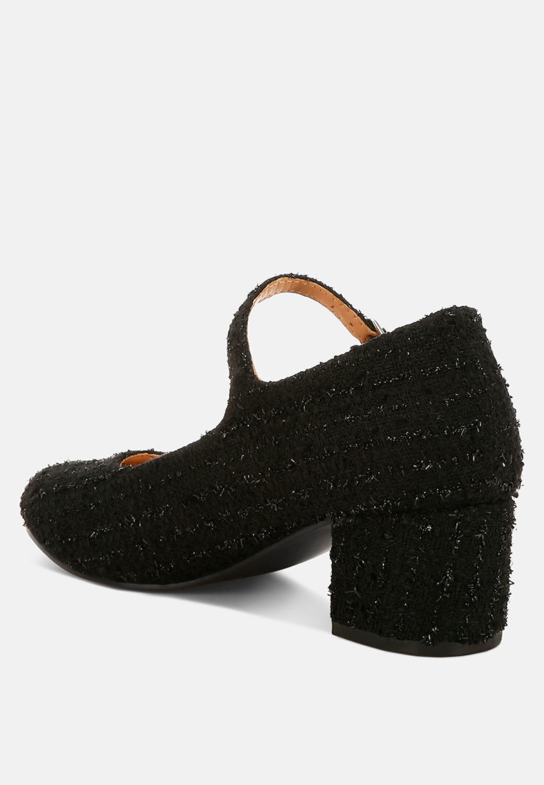 antara tweed mary jane sandals#color_black