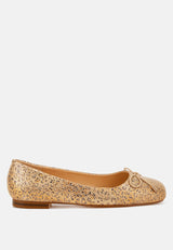 apollon bow detail foil print suede ballerinas#color_gold