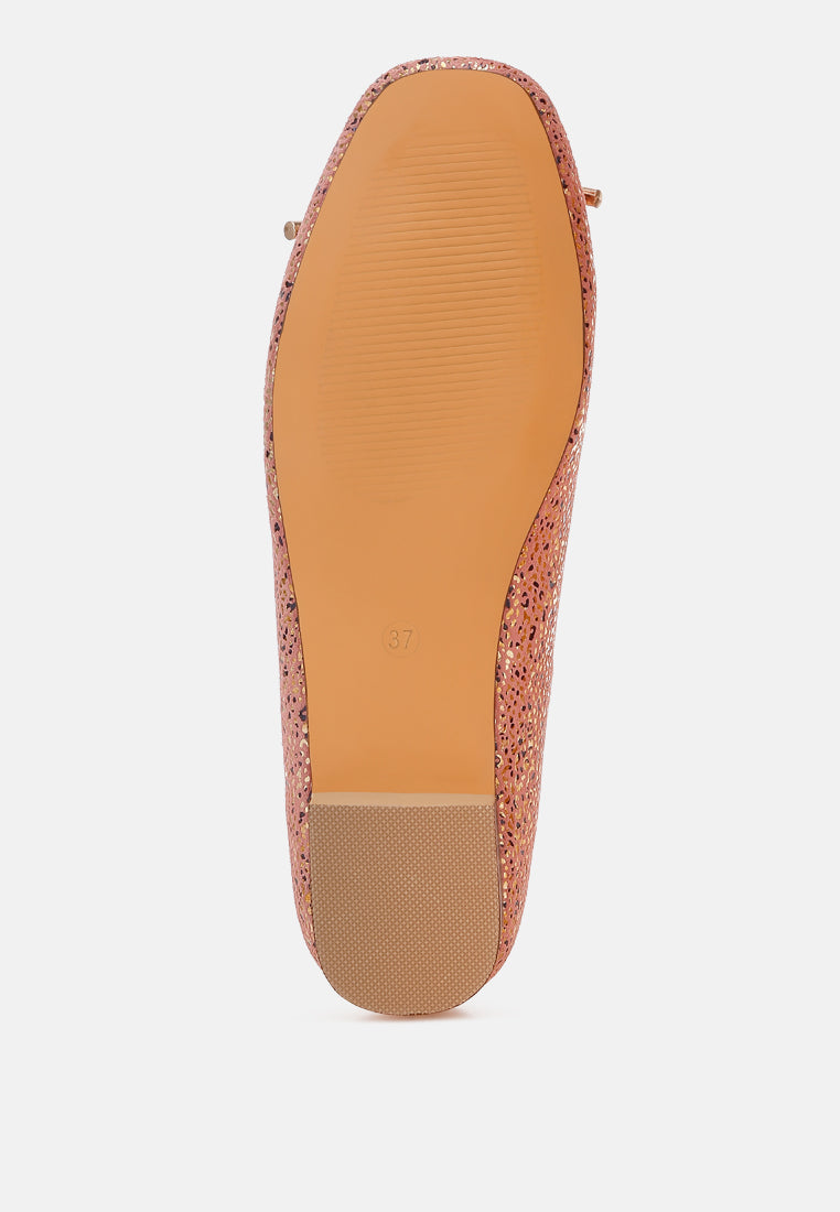 apollon bow detail foil print suede ballerinas#color_pink
