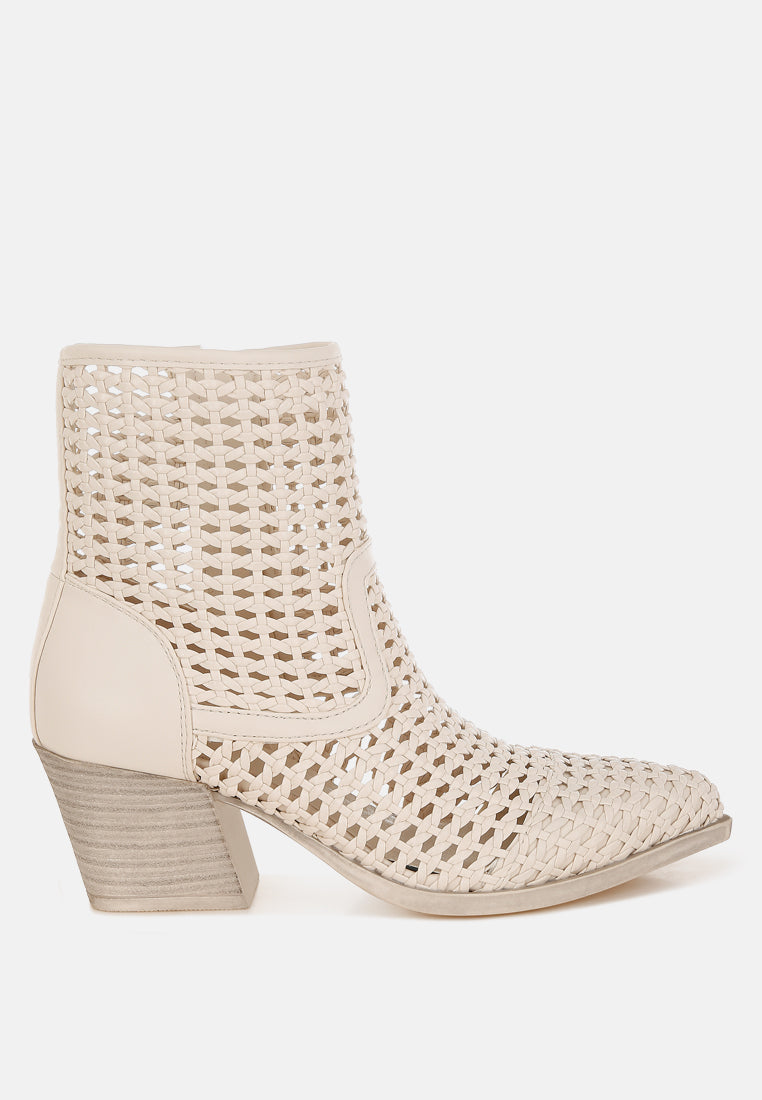 artisole woven pleather block heel boots#color_off white