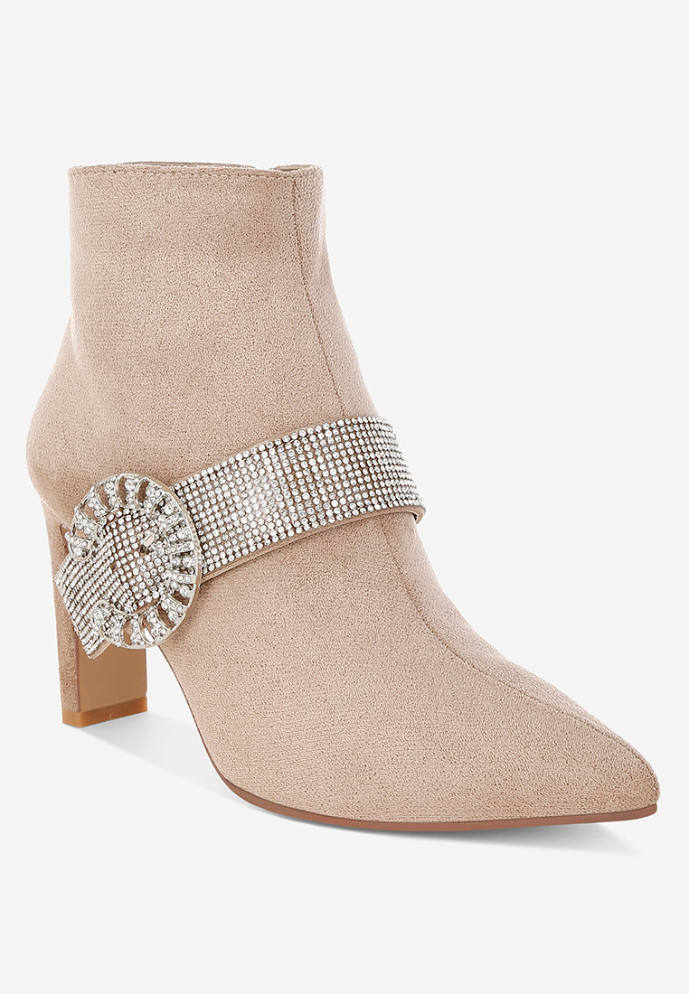 asagao diamante & rhinestones strap boots#color_beige