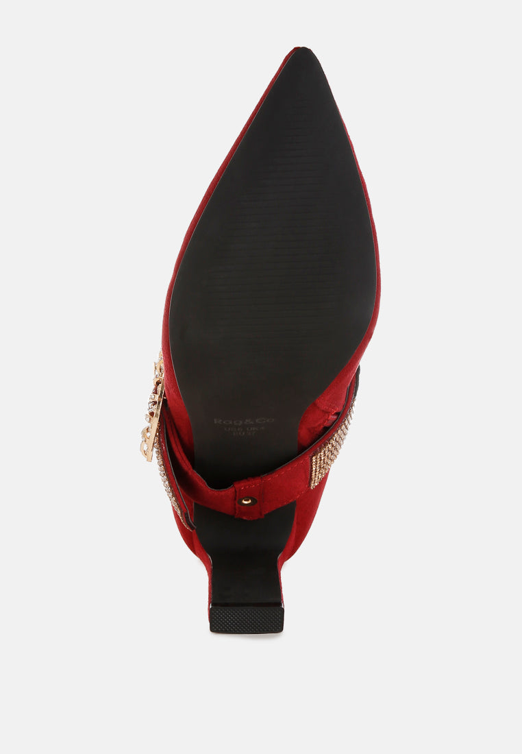 asagao diamante & rhinestones strap boots#color_red