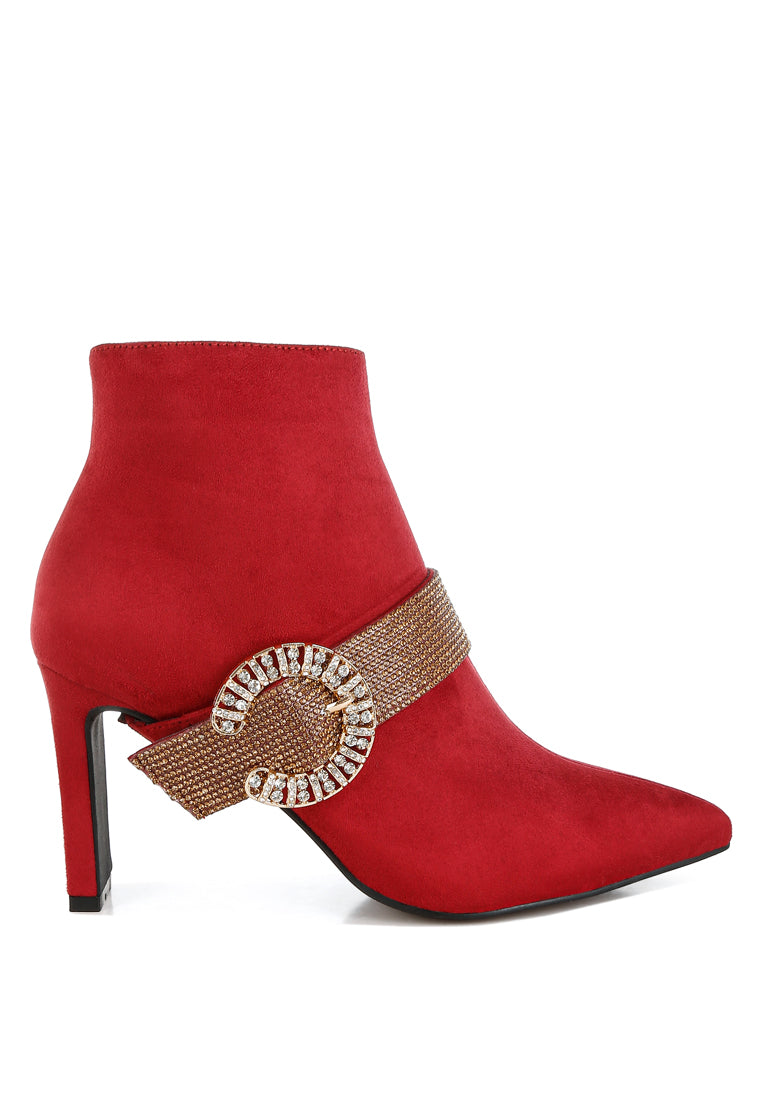 asagao diamante & rhinestones strap boots#color_red