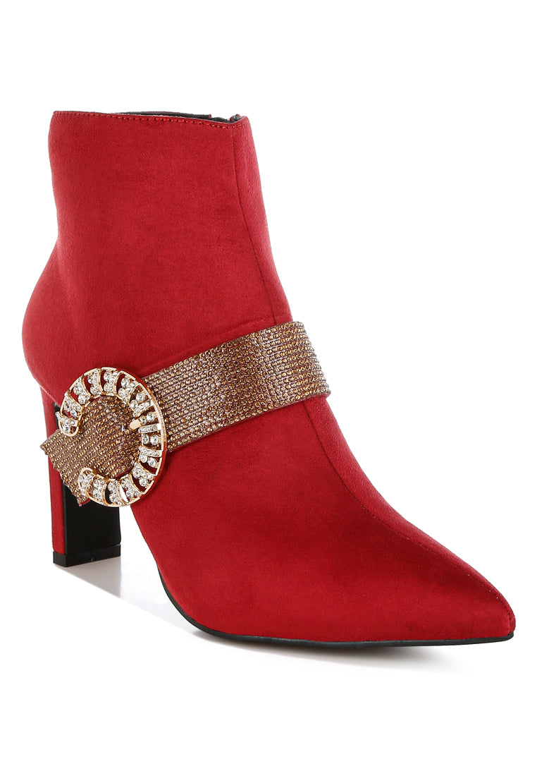 asagao diamante & rhinestones strap boots#color_red