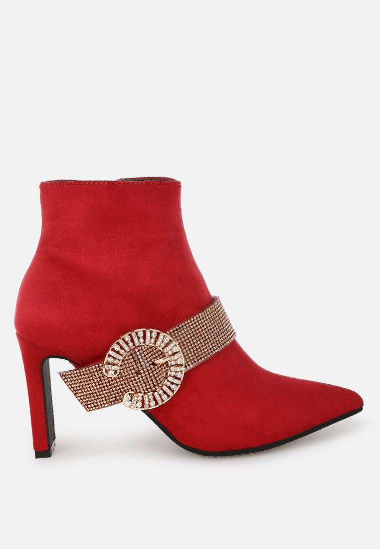 asagao diamante & rhinestones strap boots#color_red
