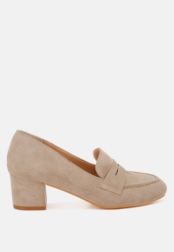 astra block heel suede loafers#color_sand