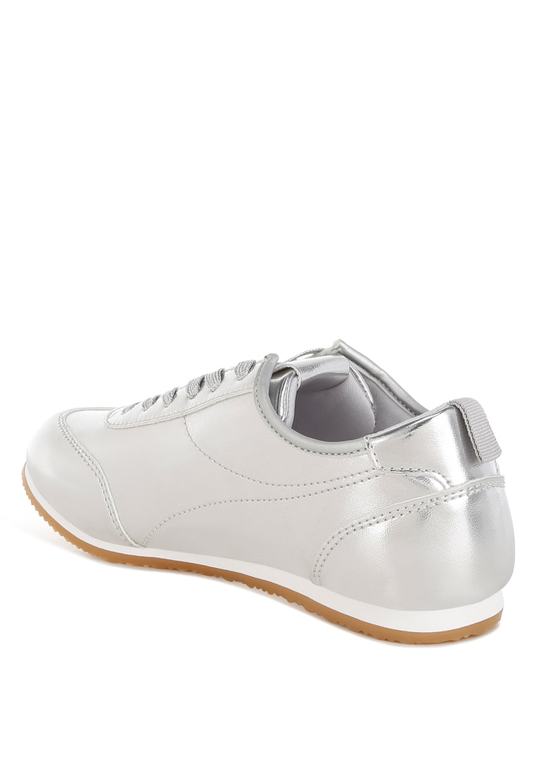 astylos metallic faux leather sneakers#color_silver