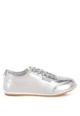 astylos metallic faux leather sneakers#color_silver