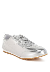 astylos metallic faux leather sneakers#color_silver