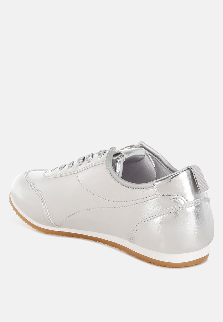 astylos metallic faux leather sneakers#color_silver